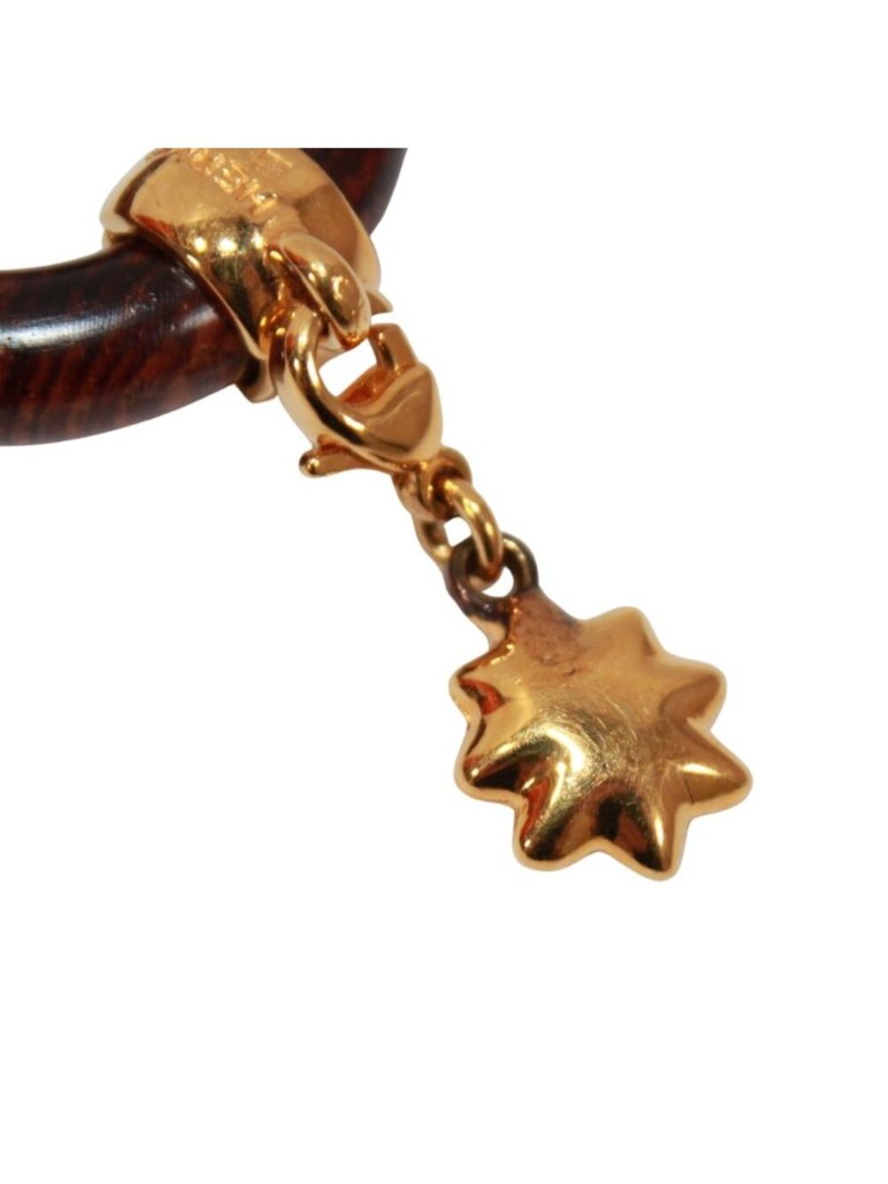 Hermes Star Charm Brown Scarf Ring Gold - Picture 4 of 8